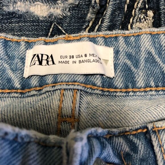 Zara jeans women’s size 6 light wash cropped raw hem button fly - Picture 7 of 7